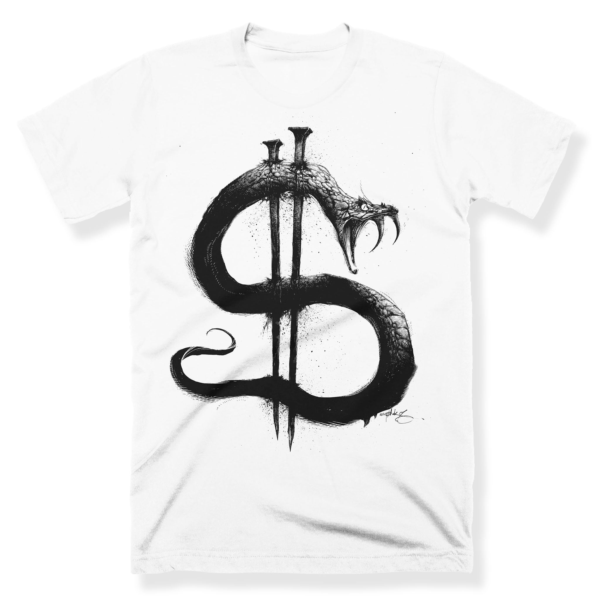 【DIME】CURSIVE SNAKE T-SHIRT / WHITE Dime White Cursive Snake T-Shirt Dime